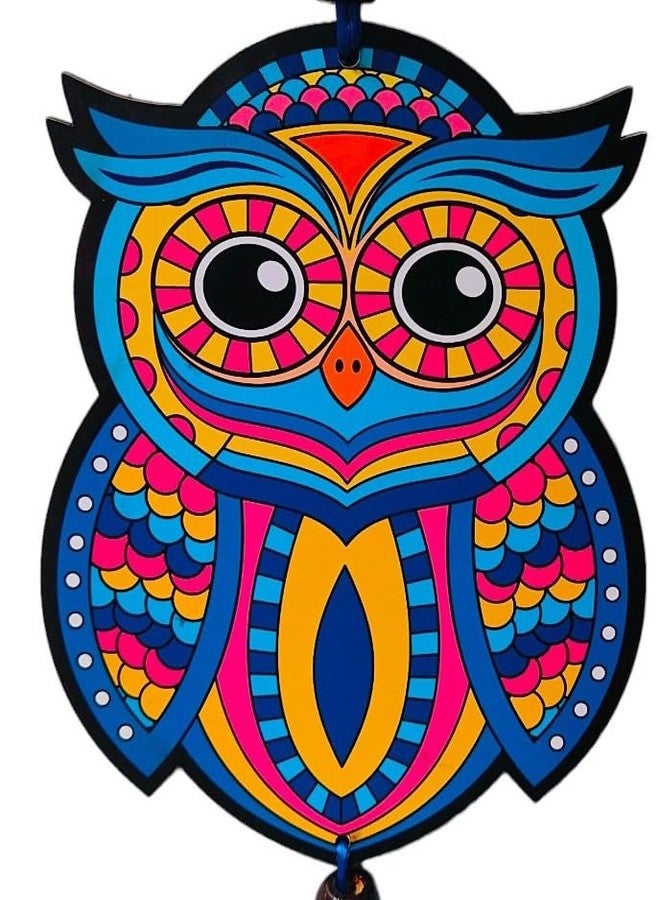 ART FLAUNTS Evil Eye Hanging for Home Entrance House Door Decoration Big Size Wooden MDF Lucky Owl Artwork House Wall Decor, Set of 2 - Image 2